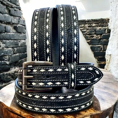 MENS BELT THICK WESTERN GUN HOLSTER BELT HEAVY DUTY 14 OZ LEATHER EDC BELT 1.5" Foto 1 de 4