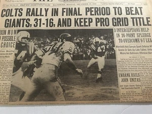 1959 The Sun Newspaper BALTIMORE COLTS New York Giants UNITAS World Champions - Picture 1 of 3
