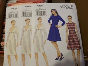 VOGUE PATTERN 9125 KLEIDER EASY MISSES GRÖSSEN 6-14, 14-22 UNGESCHNITTEN - Bild 1 von 2