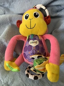 Lamaze Monkey Plush Hanging Toy Baby Stuffed Infant Brown Pink Cuddle Rattle - Picture 1 of 4