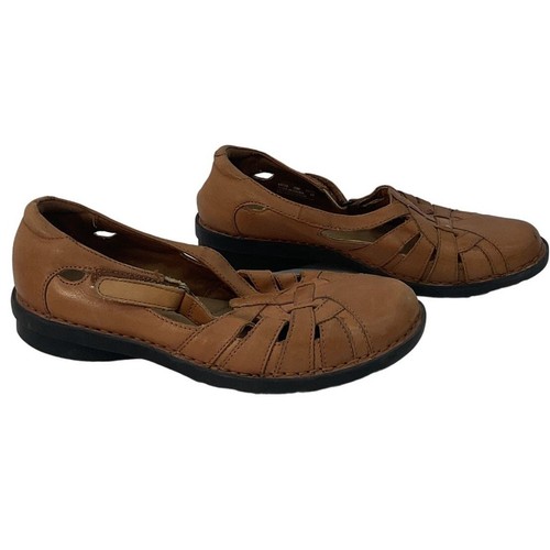 Mocassini da donna Clarks marroni in pelle gladiatore taglia 7 5 usati