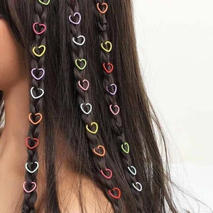 50pcs Love Heart Hair Clips Dreadlock Hair Rings Hair Jewelry Dirty Braid Ch _cn - Picture 1 of 11