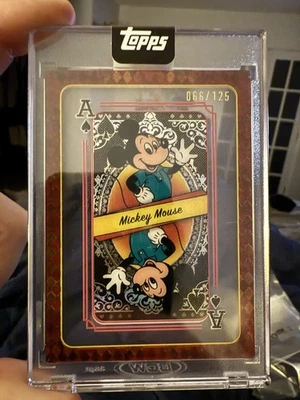 TOPPS DISNEY MINT MICKEY MOUSE ACE SPADES ENCASED PLAYING CARD NYCC QH1 66/125 - Image 1 of 4
