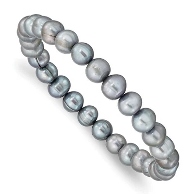 6-7mm Grey Freshwater Cultured Pearl Stretch Bracelet QH5459 - Image 1 of 4