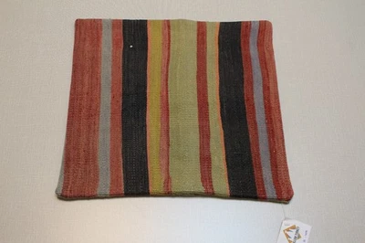 Vintage Turkish Kilim Pillow Cover – Handmade Striped Rug Cushion, Boho Throw, 1 - Image 1 of 4