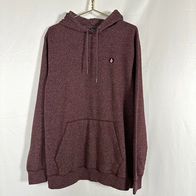 Volcom True to This Pullover Hoodie Fleece Heathered Wine Burgundy Men's XL - Image 1 of 4