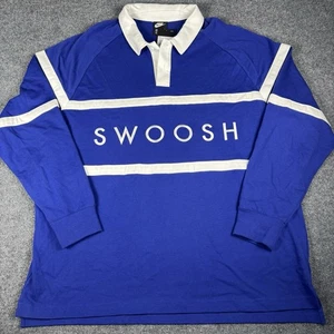 Nike Rugby Polo Shirt Men’s XXL Blue Long Sleeve Swoosh Y2K Streetwear New - Picture 1 of 7