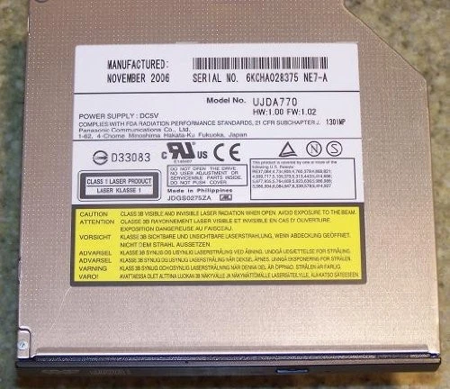 Panasonic UJDA770 Laptop DVD CDRW Combo Drive Ide - Internal 391649-1C0 - Image 1 of 1