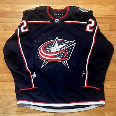 Columbus Blue Jackets NHL Adidas PG MiC 2022 Team Signed Home Jersey Size 56 - Image 1 of 4