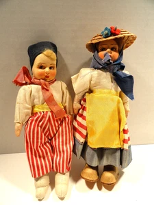 Juego de dos muñecas italianas de tela vintage - Imagen 1 de 7