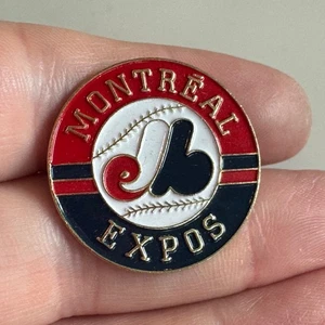 Vintage Montreal Expos Round Red White Blue Logo Enamel Lapel Pin MLB Baseball - Picture 1 of 3