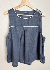 ModCloth Women's Sleeveless Top Blue White Polka Dot Flowy Size 1X Cotton - Picture 1 of 11