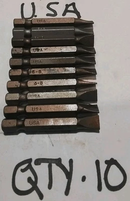 QTY-10 ASSORTED SLOTTED 2"DRIVE HEX BIT SET USA 🇺🇸 - Image 1 of 3