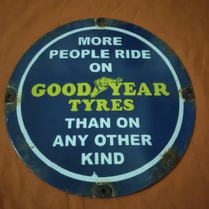 Placa bomba letrero esmalte porcelana GOODYEAR TYRES (12 pulgadas) - Imagen 1 de 5