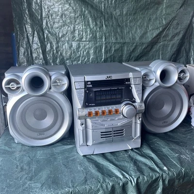 Sintonizador estéreo JVC 3 CD doble casete enchufe europeo MXKC4 altavoces gemelos probados funciona Foto 1 de 4