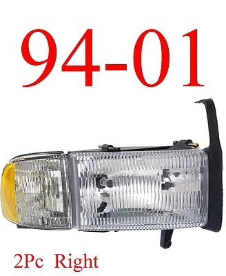 Fits 94 01 Dodge Ram Right Head Light, Truck, W/ Parking Light 1500 2500 3500 - Image 1 of 4