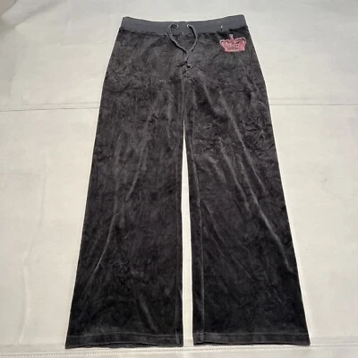 De Colección Y2K Juicy Couture Terciopelo Pantalones Corona Bota Sueltos Pierna Ancha Emo Gótico-8529 Foto 1 de 4