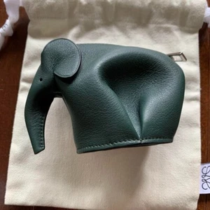 LOEWE Elephant Coin Purse Dark Green – w/ Box & Guarantee Card #706EK72 - Picture 1 of 7