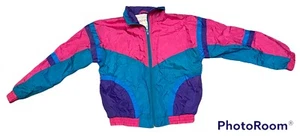 OUTERSTUFF Unisex Size 10-12 Medium Windbreaker Jacket  Vintage 90s Purple Pink - Picture 1 of 6