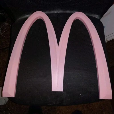 PINK McDonald’s Big “M” 3D Advertising Sign Golden Arches 19"×17" 3D Printed  - Image 1 of 4