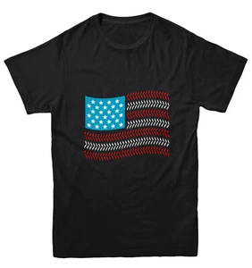 USA Flag With Baseball Seams - Sports Stars & Stripes Youth T-Shirt - Picture 1 of 20