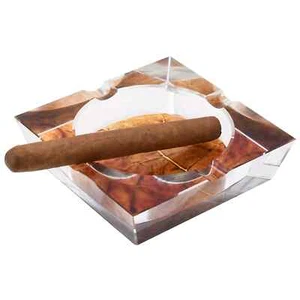 Cenicero de cigarros de cristal con impresión de hojas de tabaco, para 4 cigarros, diseño de hojas 3D - Imagen 1 de 9