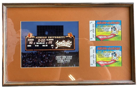 Auburn Tigers Vintage 1989 Iron Bowl Framed Pennant First Time Ever  14”x 22” Cover