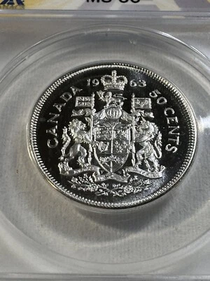 1963 Canada 50 Cents Silver Coin Proof Like Graded MS 66 by ANACS - Image 1 of 4