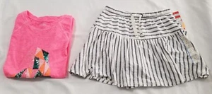 New Girls Cat & Jack 2Pc Pink Long Sleeve Shirt & Skirt W Built In Shorts Size L - Picture 1 of 4