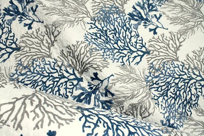 Stoff Polyester Stepp Stoff off-white Koralle Streifen 260 cm Matelassé Stepper - Bild 1 von 4