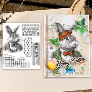 Easter Mr Rabbit Clear Silicone Stamps Journal Embossing Scrapbook Card Crafts - Picture 1 of 6