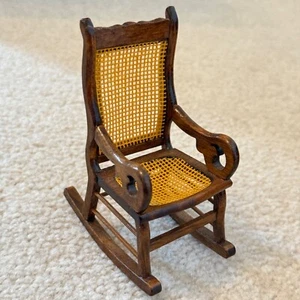 Dollhouse Miniature Lincoln Rocking Chair Rocker w/ Caned Seat & Back 1/12 Scale - Picture 1 of 8