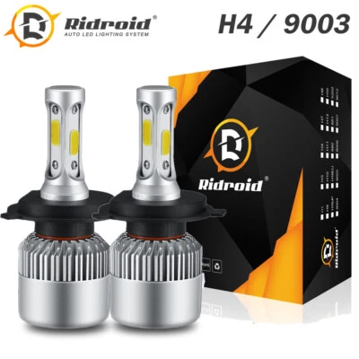 RIDROID H4 9003 LED Headlight Bulbs Conversion Kit High Low Beam 6000K White 2x - Image 1 of 4
