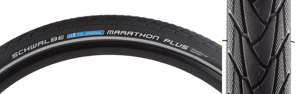 PNEUS SCHWALBE MARATHON PLUS PERF TWIN SMARTGUARD 20x1.35 BK/BK/REF ENDURANCE E2 - Imagem 1 de 1