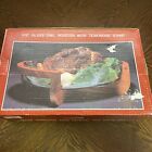 Towle Gailstyn Sutton 3Qt Glass Oval Roaster With Teakwood Stand In Box