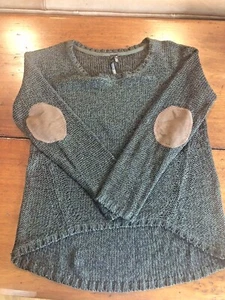 Womens Razzle Dazzle L/S Army Green/Blk Heather Elbow Patch Sweater Sz. S - Picture 1 of 9