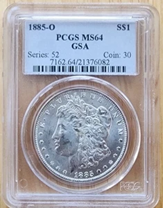 1885 O New Orleans Morgan Dollar PCGS MS 64 - $1 Morgan - Certified GSA - Rare - Picture 1 of 2