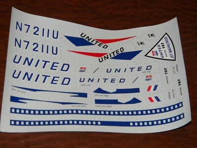 Vtg Original Aurora Plane Model Kit UNUSED Decal Sheet UNITED 727 BOEING 353-013 - Image 1 of 3