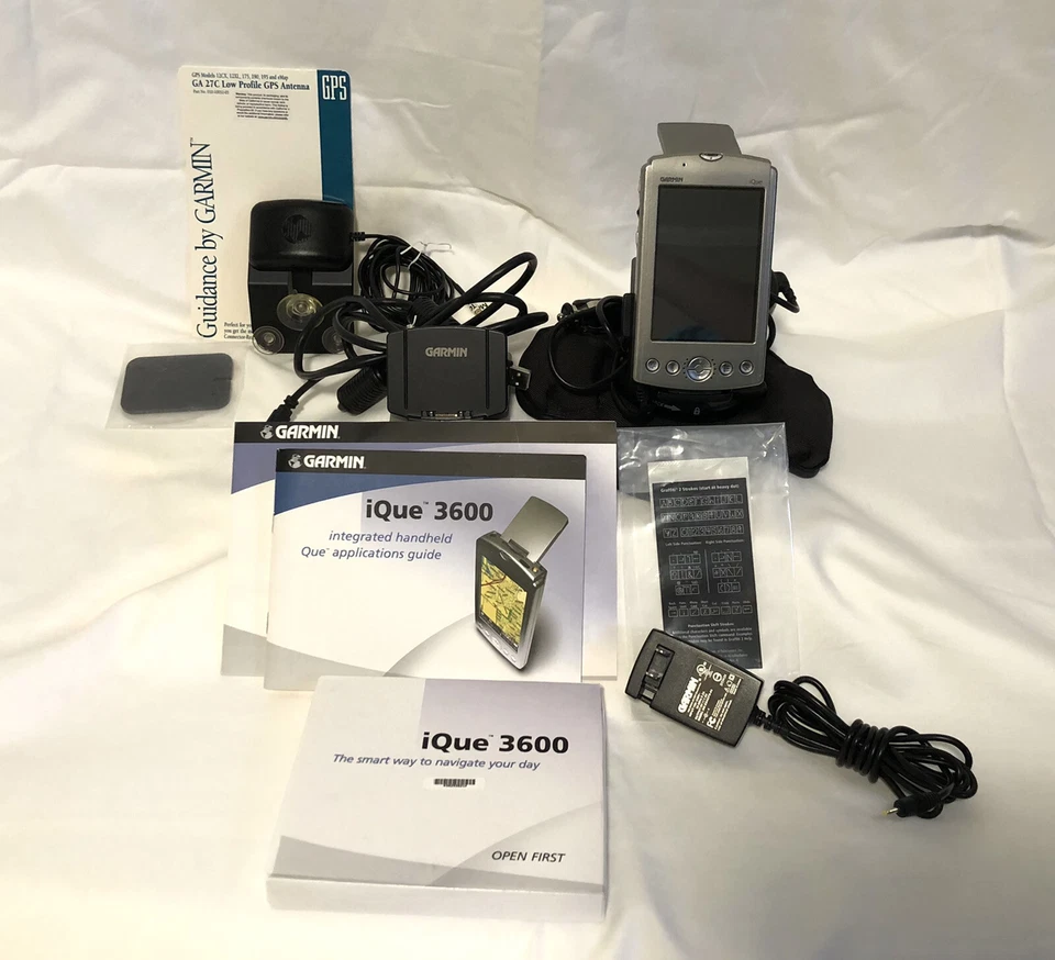 Garmin iQue 3600 Handheld GPS PALM PDA w/Car Kit & Cradle, Antenna + EXTRAS - Image 1 of 4