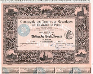 FRANKREICH MECHANISCHE STRASSENBAHNEN DER PARISER UNTERNEHMEN Aktienzertifikat/Anleihe - Bild 1 von 1