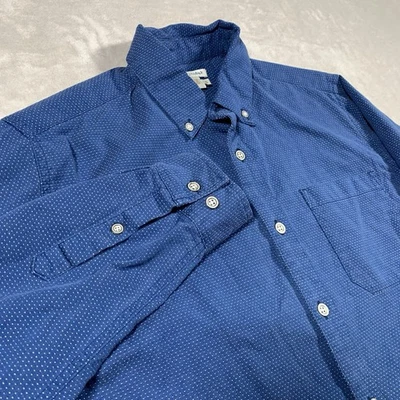 Carbon 2 Cobalt Shirt Small Blue Long Sleeve Button Up Dotted Casual Preppy - Image 1 of 4