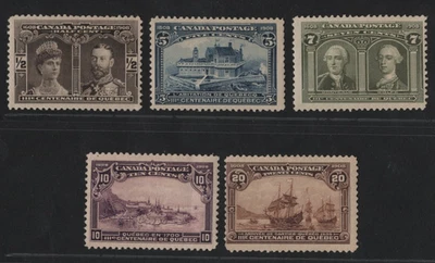CANADA 1908 SCOTT #96, 99, 100, 101, 103 THE 7 CENT SCOTT #100 IS NEVER HINGED - Image 1 of 2