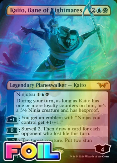 x1 Kaito, Bane of Nightmares DSK MTG 328 FOIL BORDERLESS MYTHIC M/NM 1x - Image 1 of 1