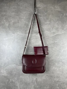 Vintage 90s Must de Cartier Shoulder Bag & Wallet Set Burgundy Leather France - Picture 1 of 24