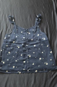 Abercrombie Kids Blue Spaghetti Strap Floral Tank Blouse 13/14 Adjustable Strap - Picture 1 of 6