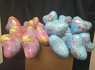 31pc Happy Mothers Day Small 7" Heart Balloons With Stick - Image 1 of 4