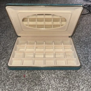 Vintage Schmuckkästchen Organizer 24 Space grün und goldfarben mit Spiegel - Bild 1 von 3
