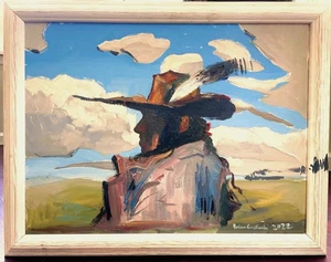 Pintura al óleo enmarcada Arizona moderna del suroeste vaquero americana 18x24 original - Imagen 1 de 4