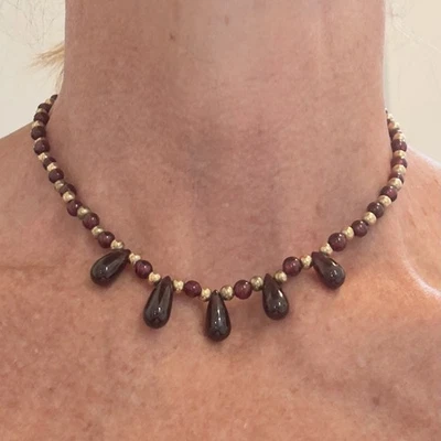 Винтажный 12k золото заполненное бусина и гранат ошейник ожерелье FSU Florida State University - Изображение 1 из 4