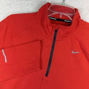 Nike Pullover Mens Medium Red Dri-FIT Element 1/4 Zip Running Long Sleeve Shirt - Picture 1 of 19